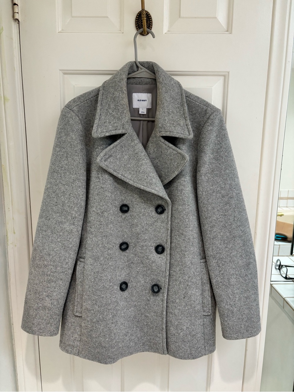 Old Navy Gray Double-Breasted Pea Coat